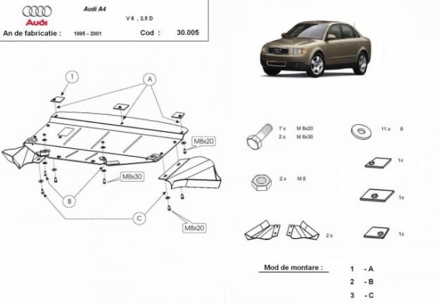 Vand Scut motor metalic frontal Audi A4 1 1995 - 2001 (ptr. motorizari V6) - Pret | Preturi Vand Scut motor metalic frontal Audi A4 1 1995 - 2001 (ptr. motorizari V6)