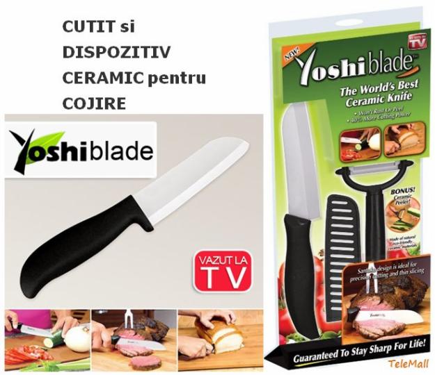 YOSHI BLADE Set cutit (24 cm) si dispozitiv ceramic pentru cojire - Pret | Preturi YOSHI BLADE Set cutit (24 cm) si dispozitiv ceramic pentru cojire