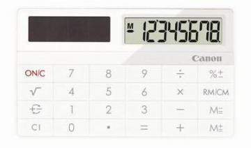 Calculator de birou X MARK 1 Card, slim, alb, solar power (fara baterie), 8-digit, fara taste, Canon - Pret | Preturi Calculator de birou X MARK 1 Card, slim, alb, solar power (fara baterie), 8-digit, fara taste, Canon