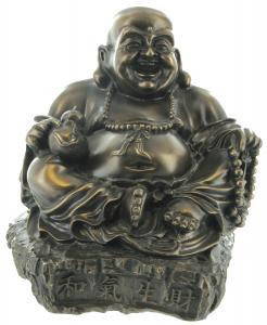 Wealthy Buddha, Cold Cast Bronze Sculpture by Beauchamp Bronze - Pret | Preturi Wealthy Buddha, Cold Cast Bronze Sculpture by Beauchamp Bronze