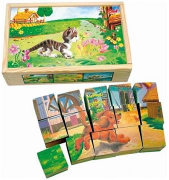 Puzzle cuburi de lemn - animale domestice - Pret | Preturi Puzzle cuburi de lemn - animale domestice
