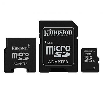 Card memorie Kingston 4GB MicroSD HC Card Class 4 w/ 2 Adapters - Pret | Preturi Card memorie Kingston 4GB MicroSD HC Card Class 4 w/ 2 Adapters