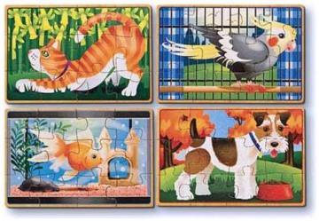 Set 4 puzzle lemn in cutie - animale de companie - Pret | Preturi Set 4 puzzle lemn in cutie - animale de companie