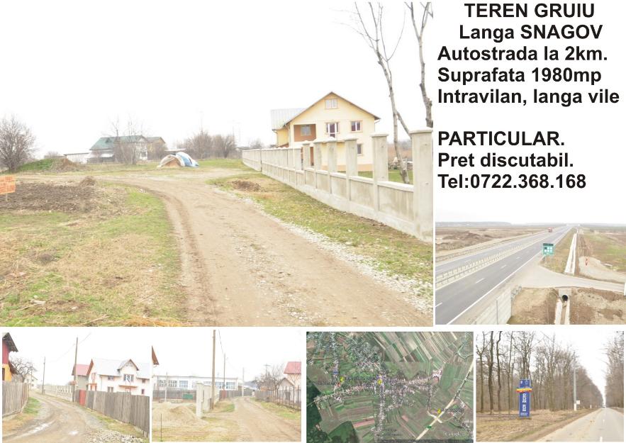 Teren intravilan Gruiu-Snagov, 1980mp particular - Pret | Preturi Teren intravilan Gruiu-Snagov, 1980mp particular