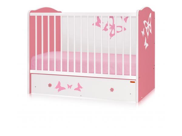 Pat copii si bebelusi din lemn Maxi Pink Butterfly - Pret | Preturi Pat copii si bebelusi din lemn Maxi Pink Butterfly