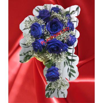 Buchet mireasa nasa din 11 trandafiri albastri - Pret | Preturi Buchet mireasa nasa din 11 trandafiri albastri
