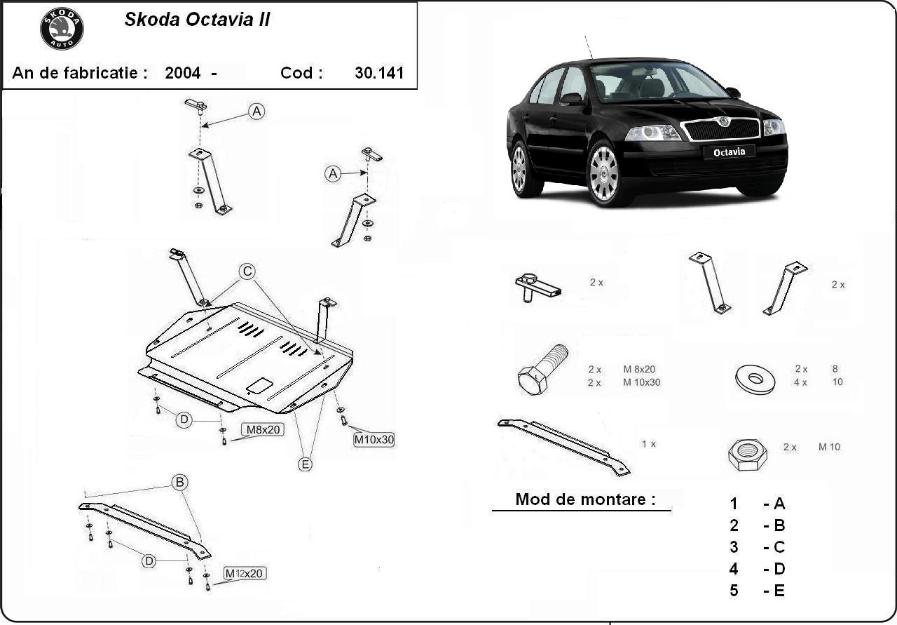 Scut motor metalic Skoda Octavia 2 dupa 2010 - 1.2 1.4 tsi 1.6 tdi - Pret | Preturi Scut motor metalic Skoda Octavia 2 dupa 2010 - 1.2 1.4 tsi 1.6 tdi