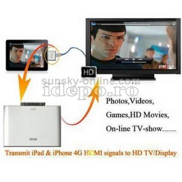 Adaptor TV HD&amp;HDMI iPhone 4, iPad si iPad 2 - Pret | Preturi Adaptor TV HD&amp;HDMI iPhone 4, iPad si iPad 2