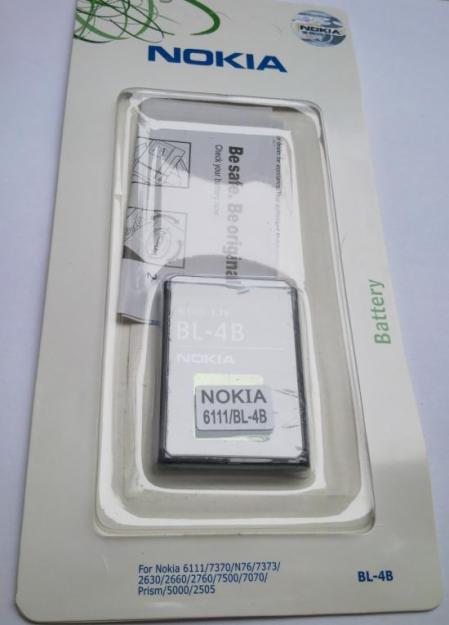 Acumulator baterie NOKIA 2630 N76 6111 7370 7373 7500 Originala Sigilata BL-4B - Pret | Preturi Acumulator baterie NOKIA 2630 N76 6111 7370 7373 7500 Originala Sigilata BL-4B