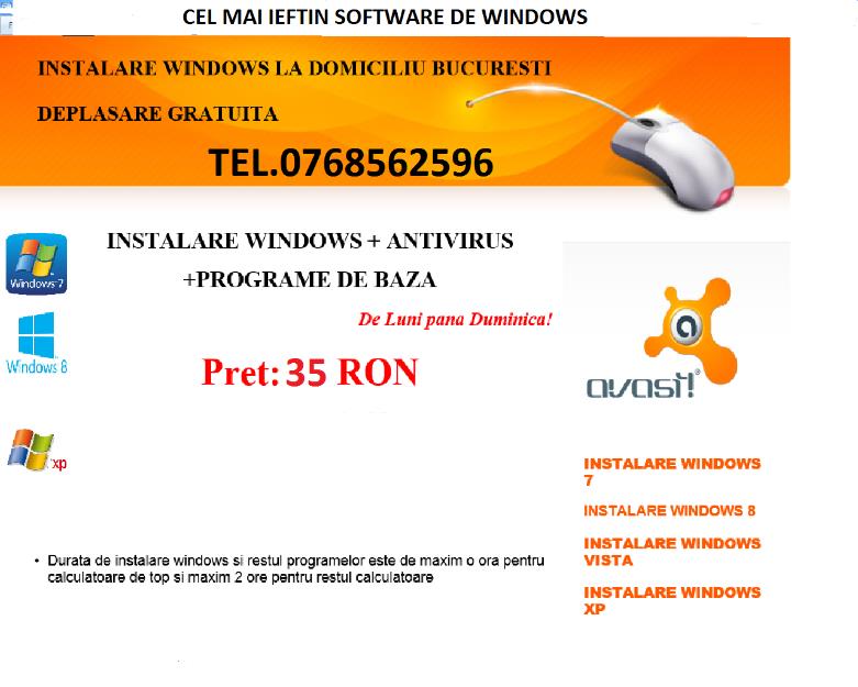 Instalez Windows 7 si 8,XP - Pret | Preturi Instalez Windows 7 si 8,XP