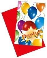 6 Invitatii Party cu plicuri BALLOONS FIESTA - Pret | Preturi 6 Invitatii Party cu plicuri BALLOONS FIESTA