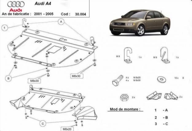 Scut motor metalic frontal Audi A4 2 2001 - 2005 - Pret | Preturi Scut motor metalic frontal Audi A4 2 2001 - 2005