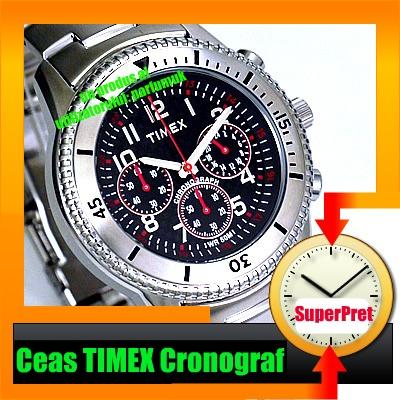 CEAS TIMEX CRONOGRA, MODEL MILAN REZISTENT LA APA 50 m , BRATARA OTEL,IEFTIN,NOU, IN CUTIE - Pret | Preturi CEAS TIMEX CRONOGRA, MODEL MILAN REZISTENT LA APA 50 m , BRATARA OTEL,IEFTIN,NOU, IN CUTIE