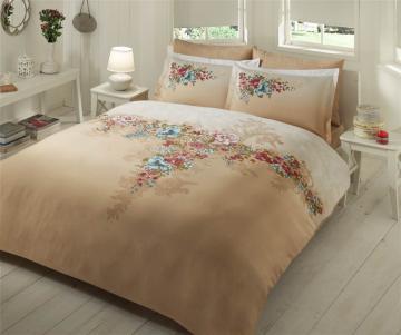 Lenjerie de pat de lux satin Tac Lona bej 2 persoane - Pret | Preturi Lenjerie de pat de lux satin Tac Lona bej 2 persoane