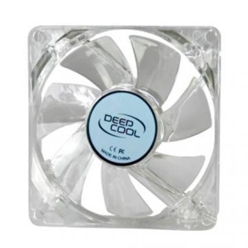 Deepcool Xfan 80L Clear 80mm LED fan, 4 LED-uri albastre, 1800 RPM, 21.8 CFM, 20 dBA, conectori: 3 pin si Molex - Pret | Preturi Deepcool Xfan 80L Clear 80mm LED fan, 4 LED-uri albastre, 1800 RPM, 21.8 CFM, 20 dBA, conectori: 3 pin si Molex
