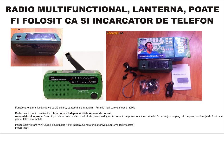 RADIO multifunctional, solar, cu dinam, invarcator telefoane mobile - Pret | Preturi RADIO multifunctional, solar, cu dinam, invarcator telefoane mobile