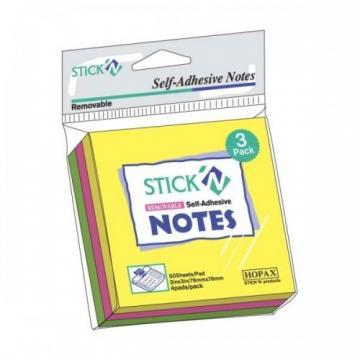 Stick notes 76 x 76 mm, 3 x 50 buc/set, HOPAX - 3 culori fosforescente - Pret | Preturi Stick notes 76 x 76 mm, 3 x 50 buc/set, HOPAX - 3 culori fosforescente