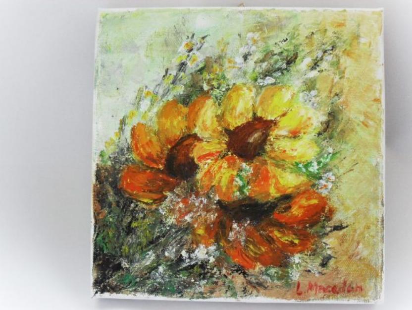 Pictura ulei pe panza-Flori 4; dimensiuni 20/20 cm - Pret | Preturi Pictura ulei pe panza-Flori 4; dimensiuni 20/20 cm