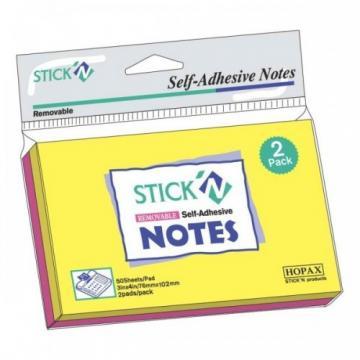 Stick notes 76 x 127 mm, 2 x 50 buc/set, HOPAX - 2 culori fosforescente - Pret | Preturi Stick notes 76 x 127 mm, 2 x 50 buc/set, HOPAX - 2 culori fosforescente