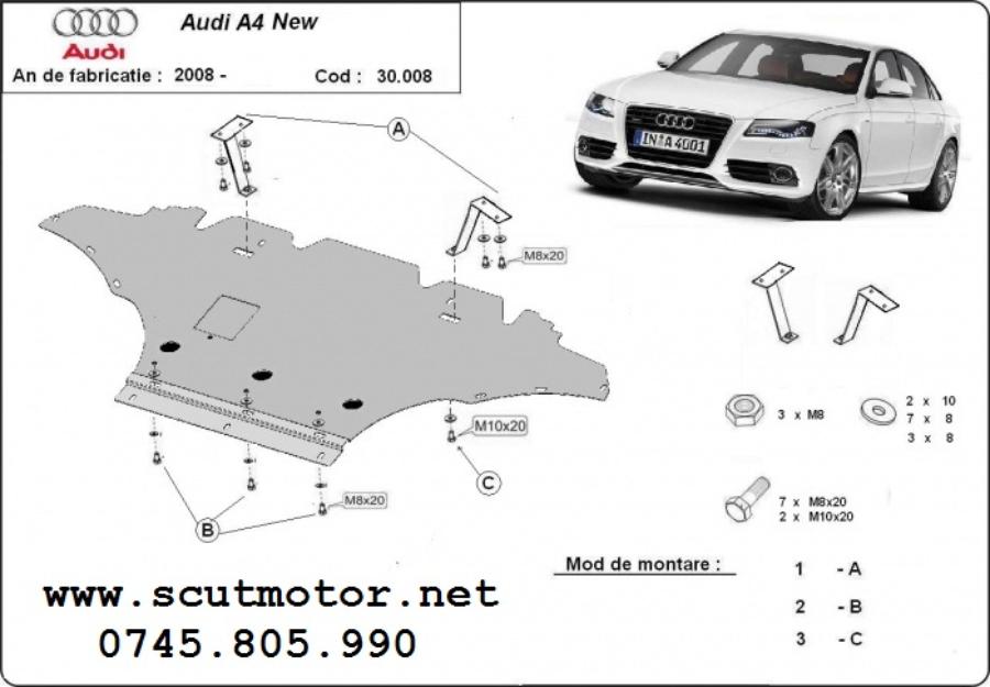 Scut motor metalic frontal Audi A4 - Pret | Preturi Scut motor metalic frontal Audi A4