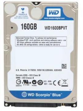 HDD notebook 160 GB, WD1600BPVT Scorpio Blue 2.5", SATA2, 5400RPM, 8mb - Pret | Preturi HDD notebook 160 GB, WD1600BPVT Scorpio Blue 2.5", SATA2, 5400RPM, 8mb