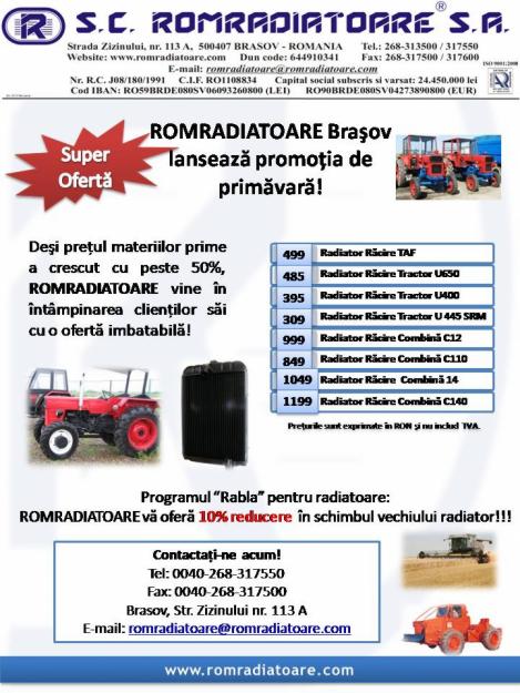 Oferta de primavara pentru radiatoarele de la Romradiatoare! - Pret | Preturi Oferta de primavara pentru radiatoarele de la Romradiatoare!