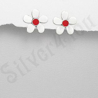 Silver4You.ro - Cercei argint floare rosii - Pret | Preturi Silver4You.ro - Cercei argint floare rosii