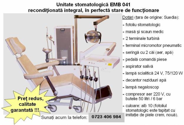 Vand unit dentar EMB 041 (unitate stomatologica) in stare perfecta de functionare - Pret | Preturi Vand unit dentar EMB 041 (unitate stomatologica) in stare perfecta de functionare