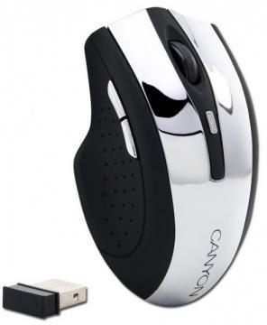 Mouse CANYON CNL-CMSOW02 (Wireless 2.4GHz,Optical 1000/1200/1600dpi,6 btn,USB 2.0), Black/Chrome - Pret | Preturi Mouse CANYON CNL-CMSOW02 (Wireless 2.4GHz,Optical 1000/1200/1600dpi,6 btn,USB 2.0), Black/Chrome