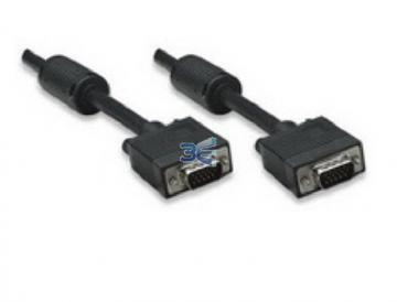 Manhattan SVGA Monitor Cable HD15 Male / HD15 Male with Ferrite Cores, 3 m, Negru - Pret | Preturi Manhattan SVGA Monitor Cable HD15 Male / HD15 Male with Ferrite Cores, 3 m, Negru