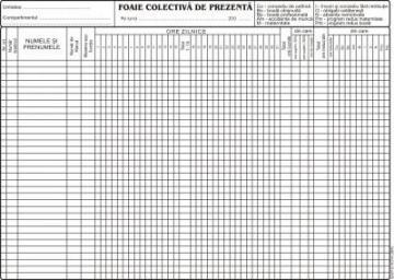 Formular foaie colectiva de prezenta A4, fata/verso, 3 carnete a 100 file/set - Pret | Preturi Formular foaie colectiva de prezenta A4, fata/verso, 3 carnete a 100 file/set