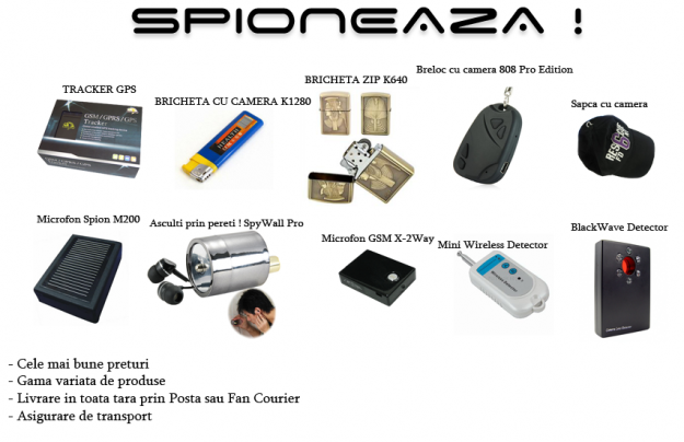 ACCESORII SPY DISPOZITIVE SPY ECHIPAMENTE SPIONAJ APARATURA SPIONAJ SPIONEAZA.RO - Pret | Preturi ACCESORII SPY DISPOZITIVE SPY ECHIPAMENTE SPIONAJ APARATURA SPIONAJ SPIONEAZA.RO