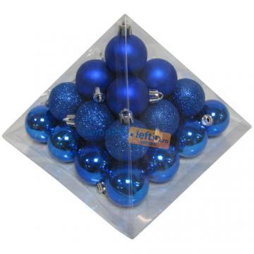 Set de globuri albastre 40 mm 30 buc - Pret | Preturi Set de globuri albastre 40 mm 30 buc
