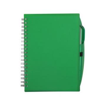 Notebook verde cu spira metalica si pix - Pret | Preturi Notebook verde cu spira metalica si pix