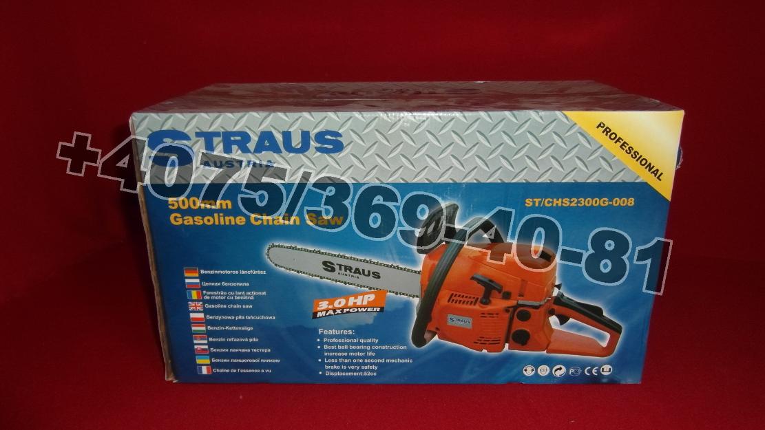 Straus Drujba 3,0CP 52cm3 2300W fierastrau lant actionat cu motor de benzina NOU - Pret | Preturi Straus Drujba 3,0CP 52cm3 2300W fierastrau lant actionat cu motor de benzina NOU