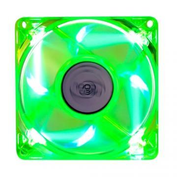 Deepcool Xfan 80U G/B Green 80mm UV LED fan, material reactiv la UV, 4 LED-uri albastre, 1800 RPM, 21.8 CFM, 20 dBA, conectori: 3 pin si Molex - Pret | Preturi Deepcool Xfan 80U G/B Green 80mm UV LED fan, material reactiv la UV, 4 LED-uri albastre, 1800 RPM, 21.8 CFM, 20 dBA, conectori: 3 pin si Molex