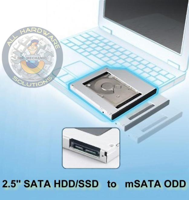 Adaptor HDD Caddy universal laptop, unitate optica - HDD/SSD, SATA to mSATA, 12.7mm - Pret | Preturi Adaptor HDD Caddy universal laptop, unitate optica - HDD/SSD, SATA to mSATA, 12.7mm