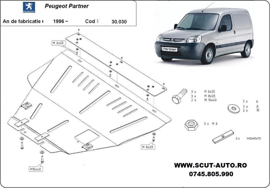 Scut motor metalic Peugeot Partner - Pret | Preturi Scut motor metalic Peugeot Partner