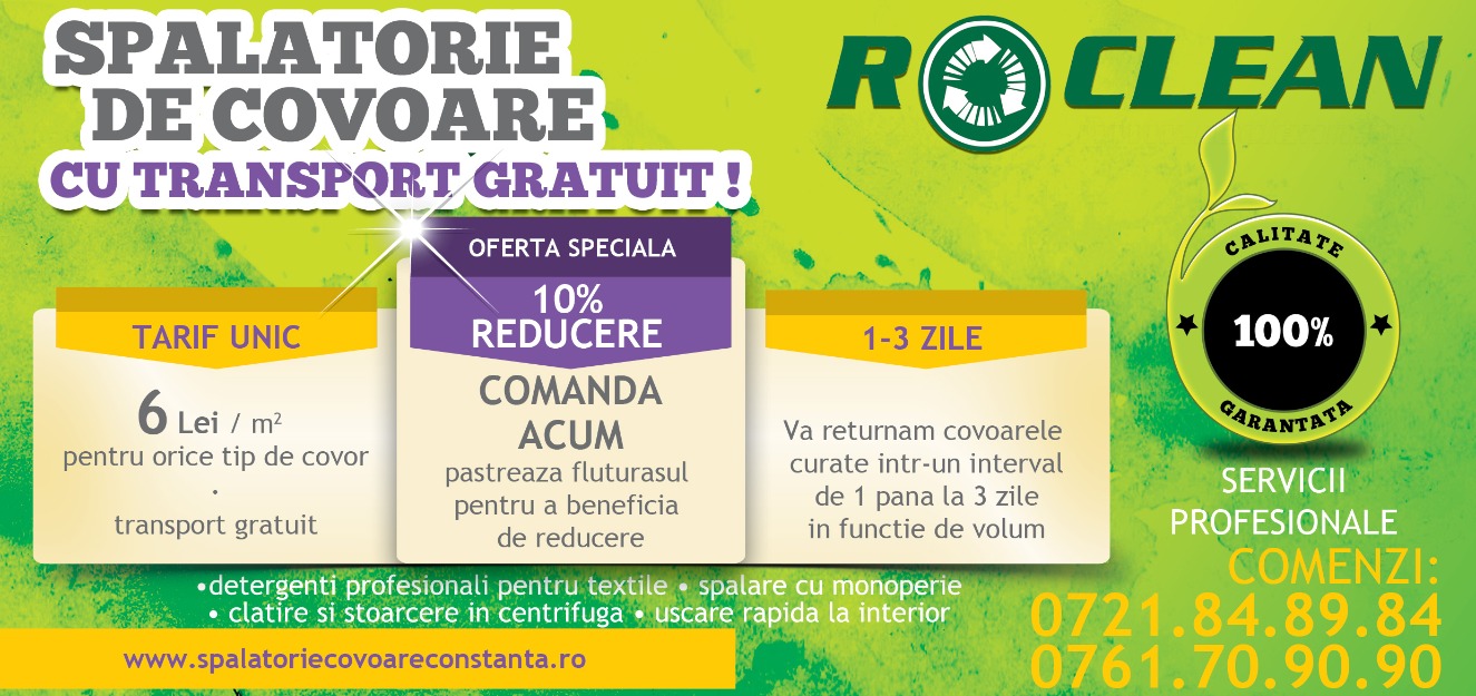 Spalatorie covoare in Constanta - ROCLEAN. transport gratuit - Pret | Preturi Spalatorie covoare in Constanta - ROCLEAN. transport gratuit