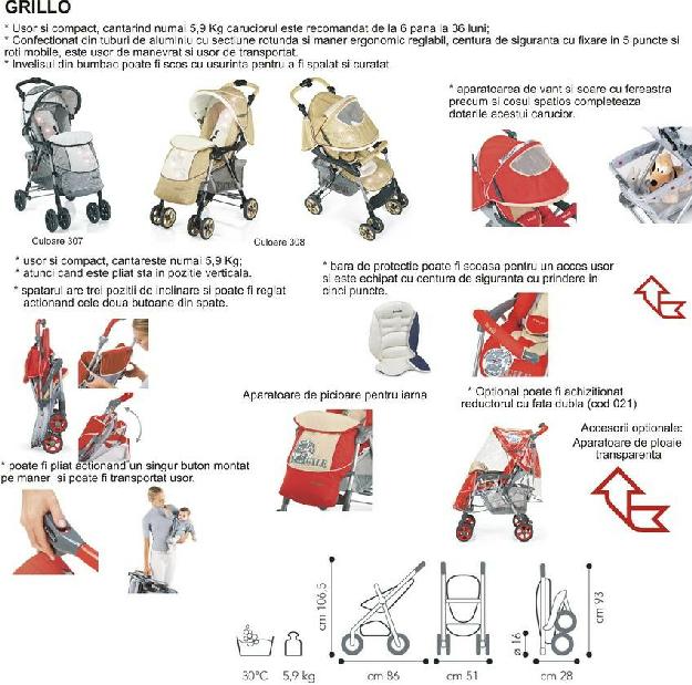 Carucior sport pentru copii Grillo - Pret | Preturi Carucior sport pentru copii Grillo