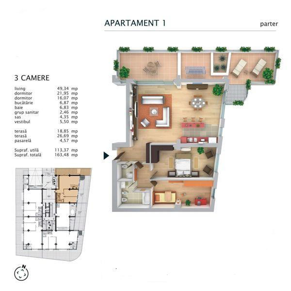 Apartament in bloc - 3 camere - Nordului - Pret | Preturi Apartament in bloc - 3 camere - Nordului