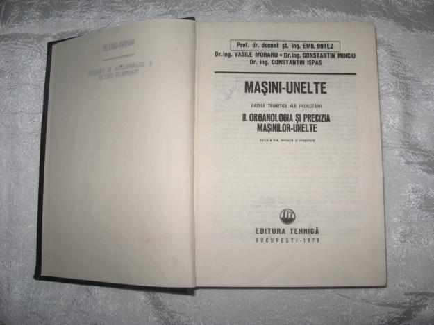 Masini Unelte - bazele teoretice ale proiectarii Organologia si precizia masinilor unelte - Pret | Preturi Masini Unelte - bazele teoretice ale proiectarii Organologia si precizia masinilor unelte