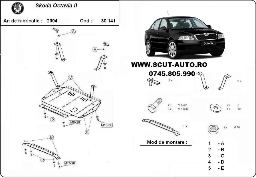 Scut motor metalic Skoda Octavia 2 - Pret | Preturi Scut motor metalic Skoda Octavia 2