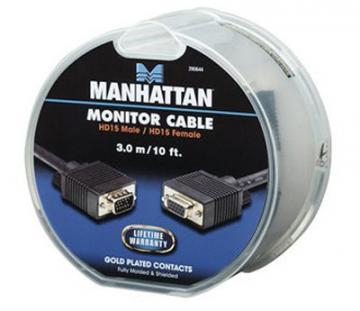 Cablu Monitor HD15 male - HD15 female Manhattan 390644 - Pret | Preturi Cablu Monitor HD15 male - HD15 female Manhattan 390644