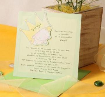 Invitatie bebe sub coroana - Pret | Preturi Invitatie bebe sub coroana