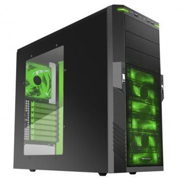 Carcasa fara sursa T9 Value Midi ATX, capac transparent, front USB si audio, negru cu verde (4044951011407) Sharkoon - Pret | Preturi Carcasa fara sursa T9 Value Midi ATX, capac transparent, front USB si audio, negru cu verde (4044951011407) Sharkoon