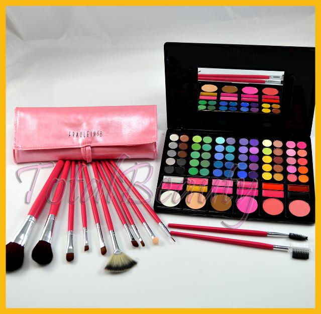 Trusa machiaj profesionala Fraulein 78 culori cu ruj pudra blush + Set 12 pensule machiaj - Pret | Preturi Trusa machiaj profesionala Fraulein 78 culori cu ruj pudra blush + Set 12 pensule machiaj