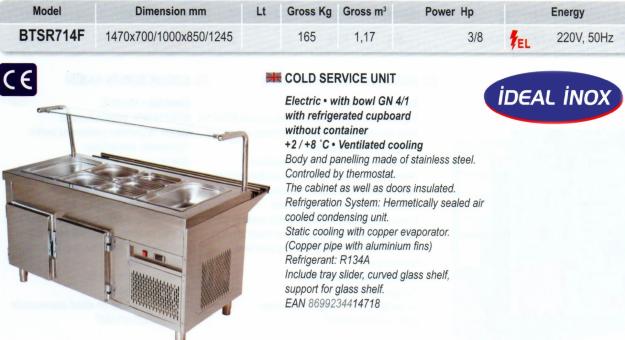 Salat Bar cu dulap rece ,geam si drum tavi 4 GN 1/1- CLR.87.BTSR714F - Pret | Preturi Salat Bar cu dulap rece ,geam si drum tavi 4 GN 1/1- CLR.87.BTSR714F