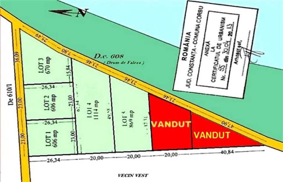 Teren Corbu 670 mp Primele loturi la Faleza A 610 - Pret | Preturi Teren Corbu 670 mp Primele loturi la Faleza A 610