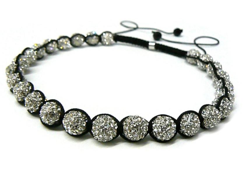 Colier Shamballa cu bile cu cristale albe - Pret | Preturi Colier Shamballa cu bile cu cristale albe